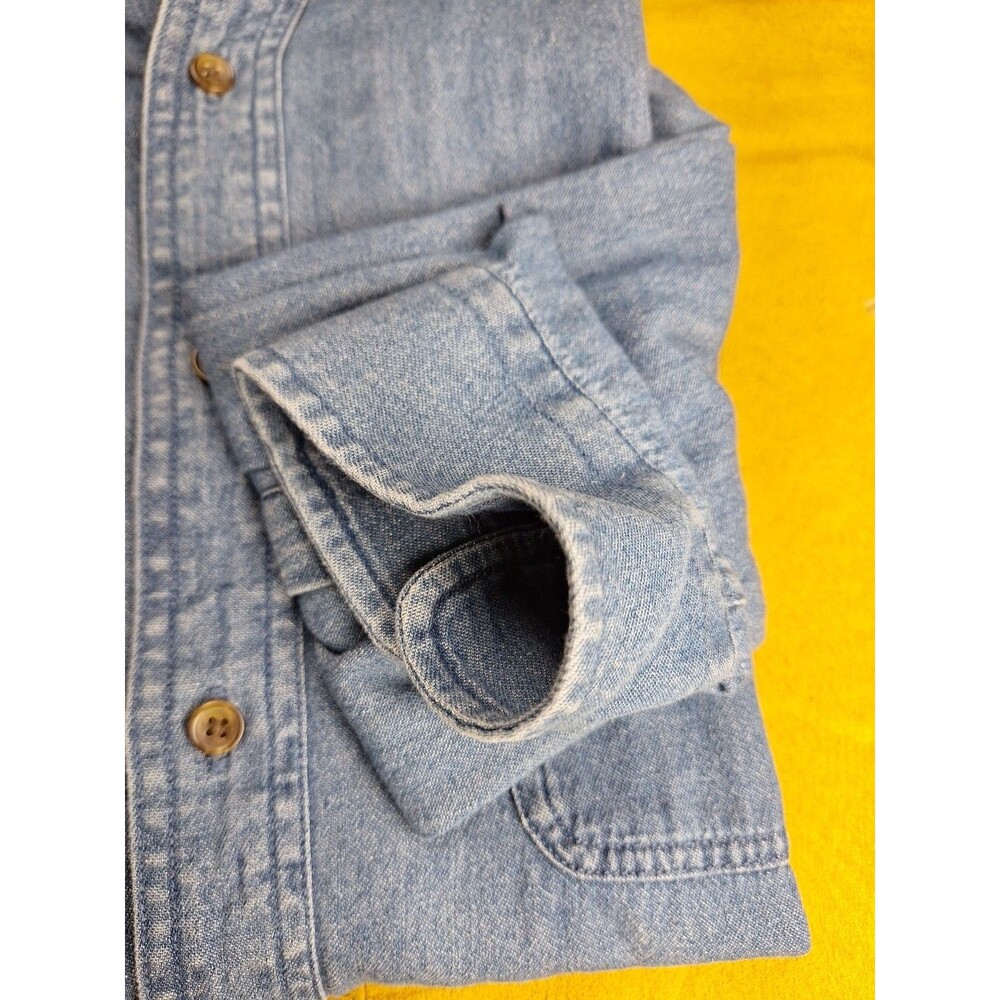 Croft & Barrow Mens M Blue Denim Long Sleeve Button Up Shirt - Picture 3 of 7